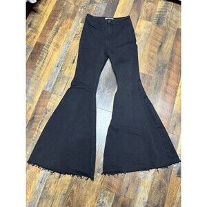 Free People Just Float On Flare Jean Women Size 26 Black Bell Boho